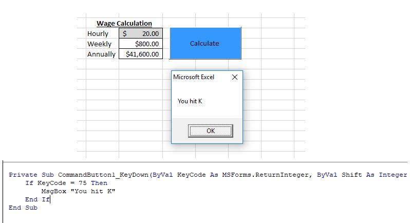 excel vba on keypress