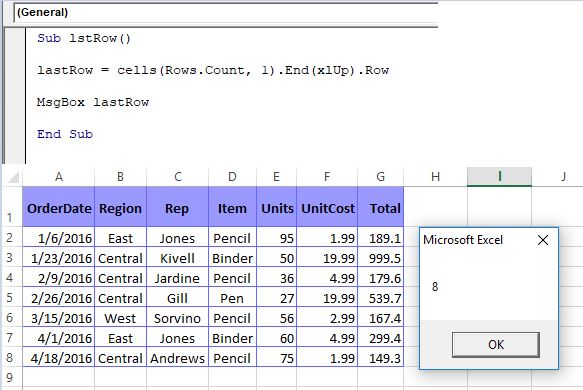 Find the last row with data