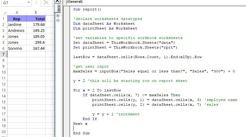 Specify worksheet and code logic