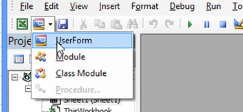 User form menu